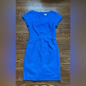 J.Crew Bright Blue Sheath Dress Cap Sleeve Career Dress Size 4